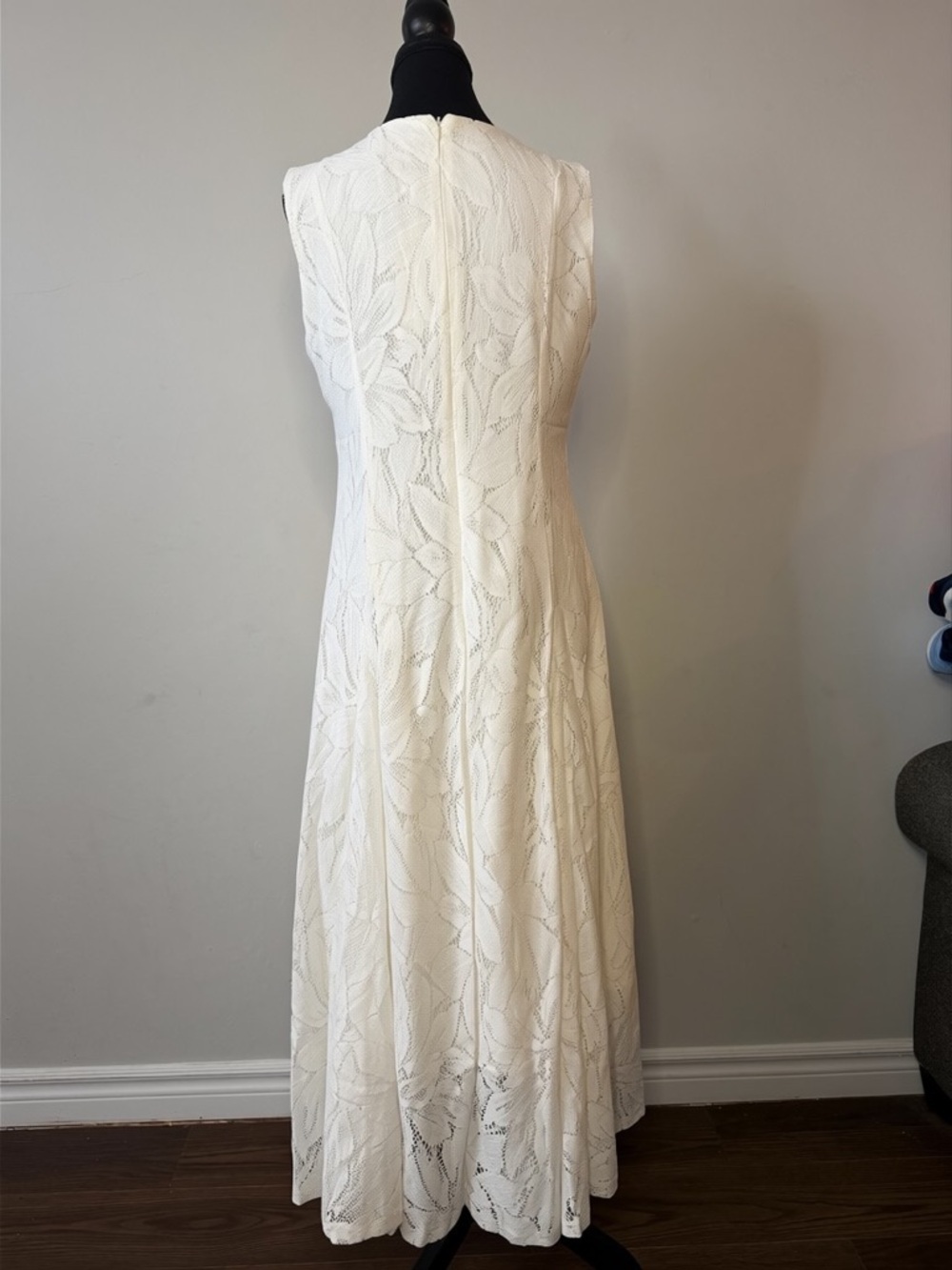 White Lace Maxi Dress - Sleeveless A-Line - Picture 4 of 7
